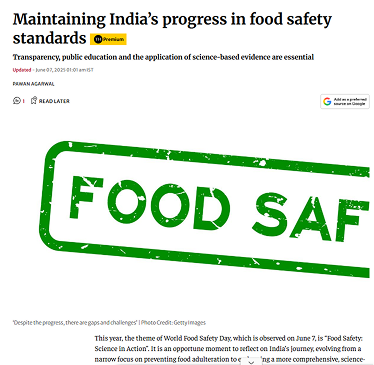 Maintaining India’s progress in food safety standards