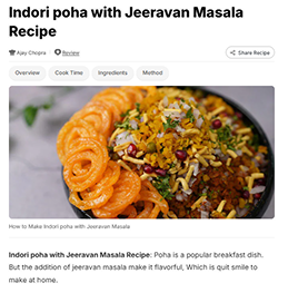 Indori poha with Jeeravan Masala Recipe