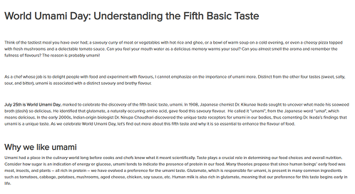 World Umami Day: Understanding the Fifth Basic Taste