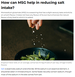 How can MSG help in reducing salt intake?