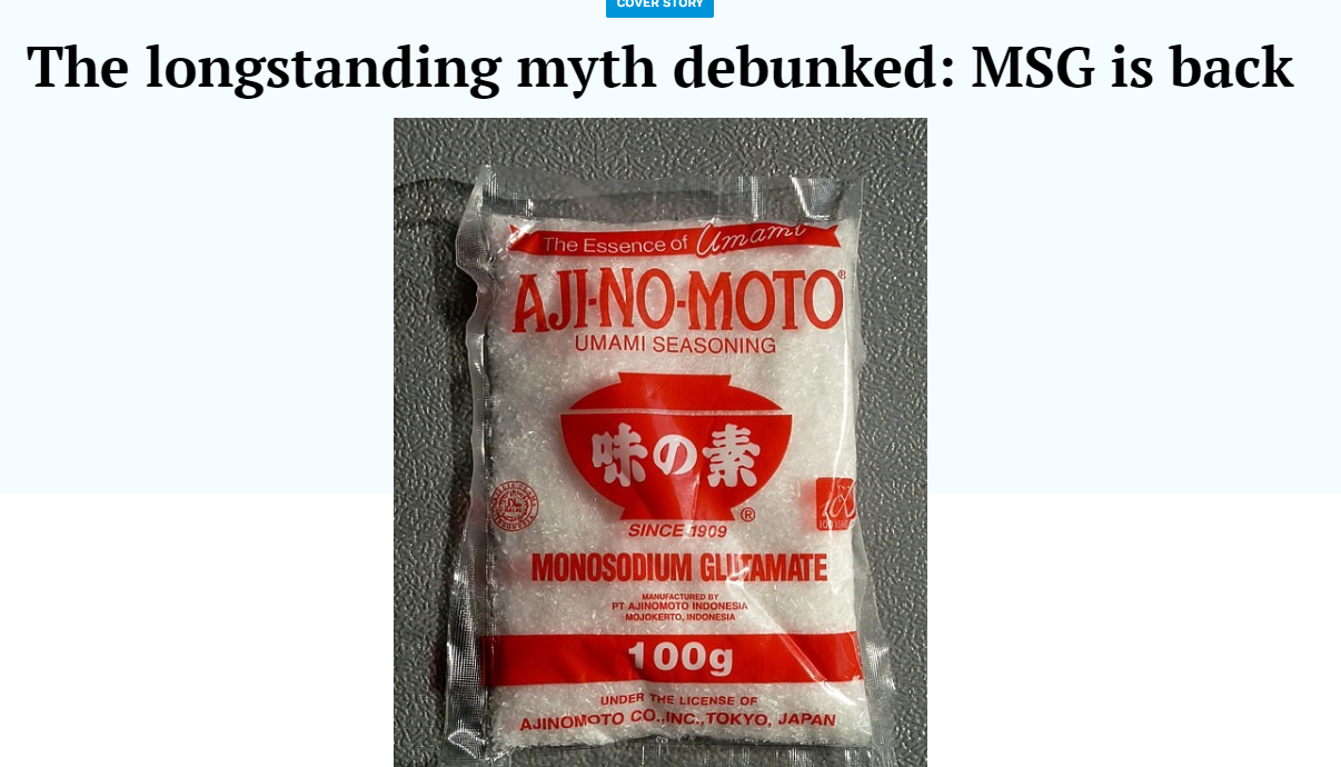 The longstanding myth debunked: MSG is back