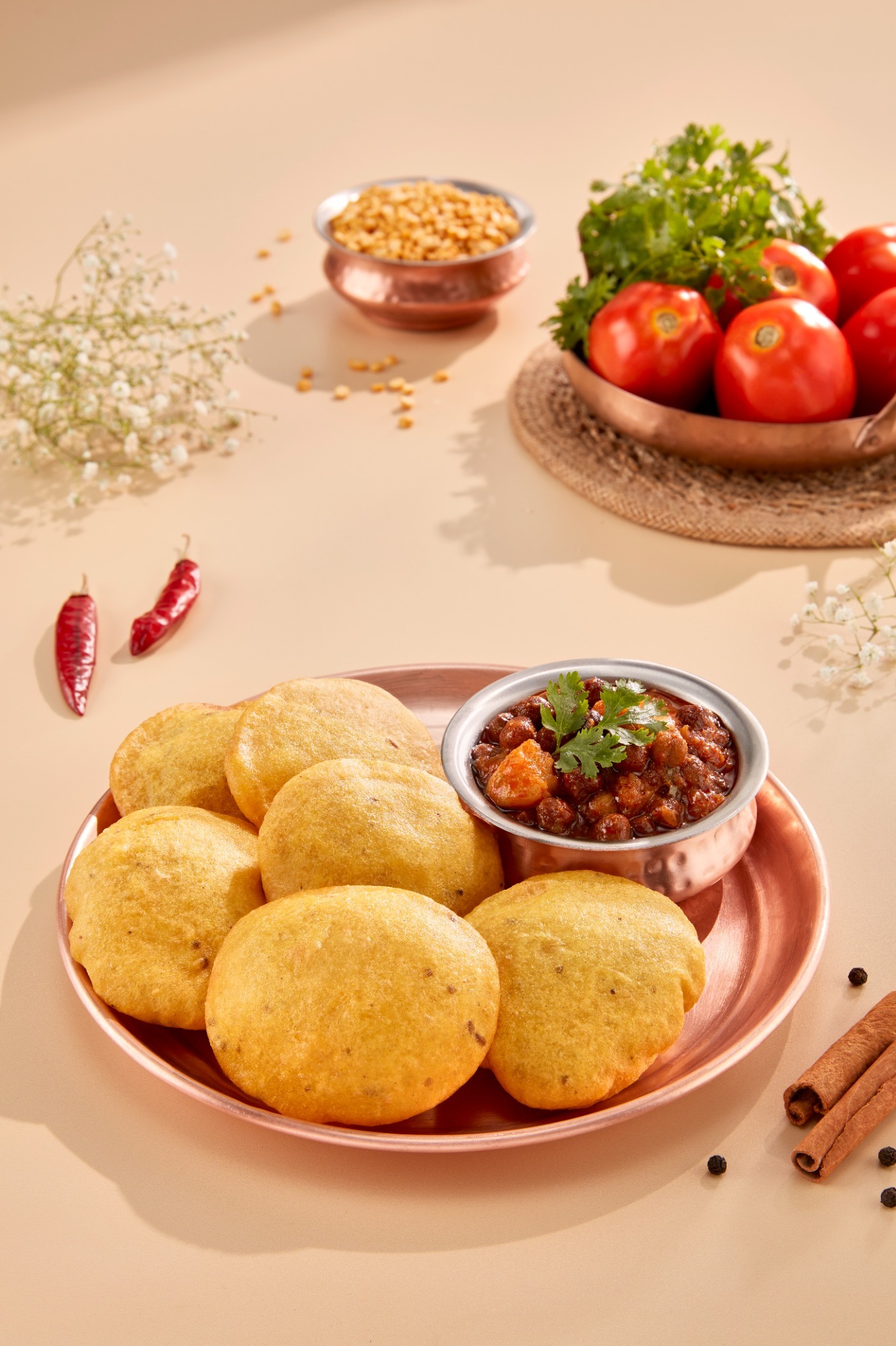 Dhuska with Aloo Chane Ki Sabz